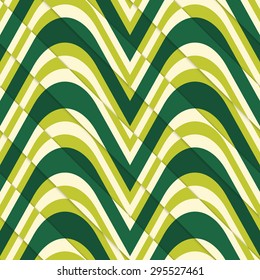 Retro 3D bulging light green waves diagonally cut.Abstract layered pattern. Bright colored background with realistic shadow and thee dimentional effect.