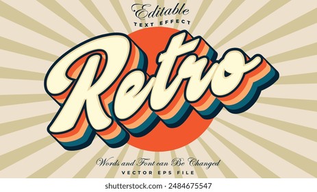 Retro 3d cartoon style premium vector - Editable text effect Style