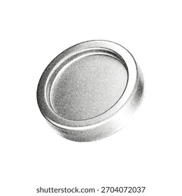 Ícone de moeda 3D retrô no estilo y2k com gradiente granulado e textura de pontos. Token de moeda digital isolado, medalha de recompensa de jogo ou elemento de vetor de ruído para design moderno