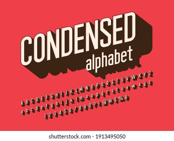 Retro 3D condensed bold display alphabet design