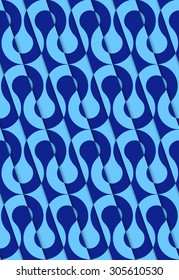 Retro 3D diagonal cut blue waves.Abstract layered pattern. Bright colored background with realistic shadow and thee dimensional effect.