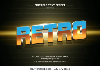 Retro 3D editable text effect template