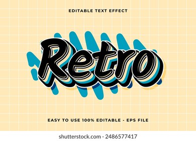 efecto de texto de Vector editable 3d retro. efecto de texto de estilo de moda