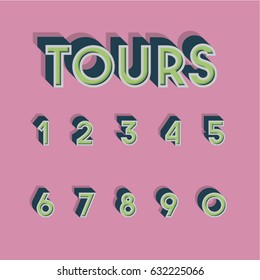 Retro 3D font set, vector illustration