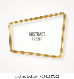 Marco dorado retro 3d aislado sobre fondo blanco. Ilustración vectorial. Etiqueta cuadrada vintage, insignia promocional, burbujas de voz rectangulares de alambre dorado para citas motivacionales.