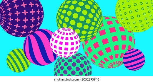 Retro 3d illustration abstract balls, great design for any purposes.  Modern poster for cover design.  Vector illustration design. Background wall design.