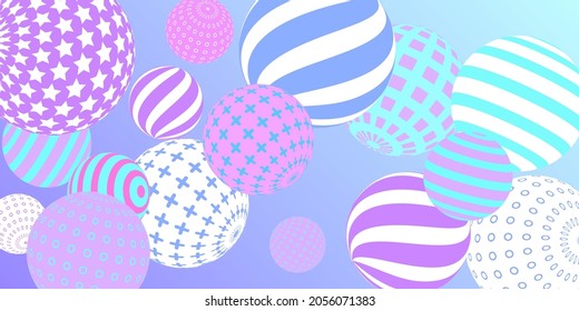 Retro 3d illustration abstract balls, great design for any purposes.  Modern poster for cover design.  Vector modern banner. Background wall design.