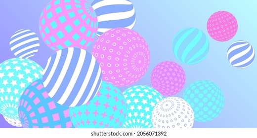 Retro 3d illustration abstract balls, great design for any purposes.  Modern poster for cover design.  Vector illustration design. Abstract bright wallpaper. 3d geometric shape  illustration.