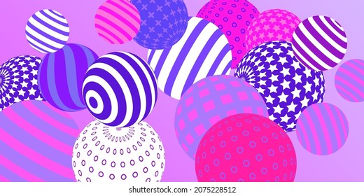 Retro 3d illustration abstract balls, great design for any purposes.  Modern cover concept. Vector technology background.  Abstract bright wallpaper. 3d geometric shape  illustration.