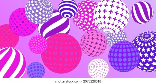 Retro 3d illustration abstract balls, great design for any purposes.  Modern cover concept. Vector modern banner. Abstract bright wallpaper. 3d geometric shape  illustration.