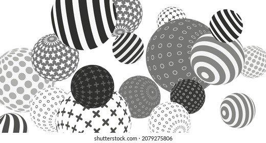 Retro 3d illustration abstract balls, great design for any purposes.  Modern cover concept. Vector illustration design. Abstract bright wallpaper. 3d geometric shape  illustration.