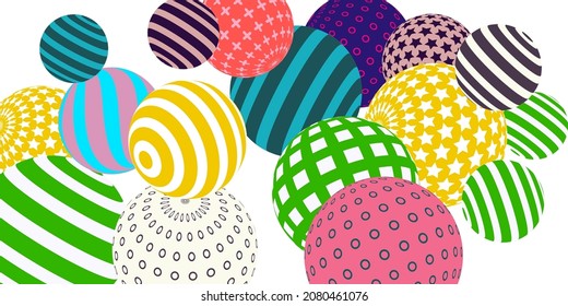 Retro 3D Illustrationskugeln abstrakte Kugeln, großartiges Design für jeden Zweck.  Modernes Plakat für Cover Design.  Moderne Kunst, einzelne Vektorgrafik. Hintergrundwanddesign.