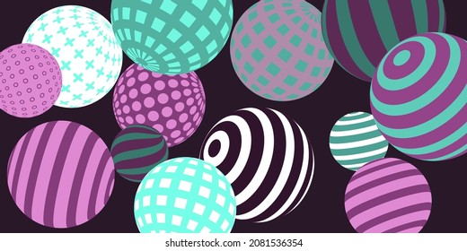 Retro 3d illustration abstract balls, great design for any purposes.  Modern cover concept. Modern art isolated vector graphic. Background wall design.