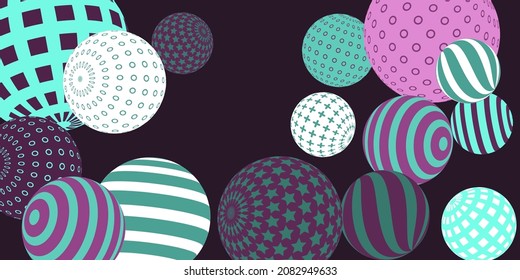 Retro 3d illustration abstract balls, great design for any purposes.  Modern poster for cover design.  Vector illustration design. Background wall design.