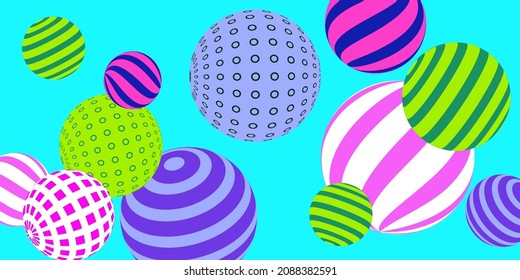 Retro 3d illustration abstract balls, great design for any purposes.  Modern poster for cover design.  Vector illustration design. Abstract bright wallpaper. 3d geometric shape  illustration.