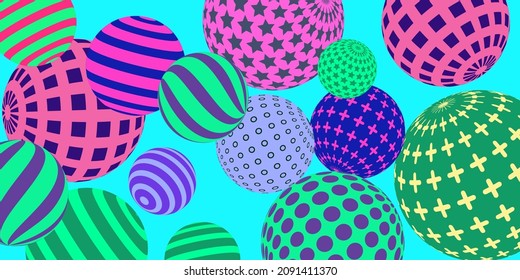 Retro 3d illustration abstract balls, great design for any purposes.  Modern cover concept. Vector illustration design. Abstract bright wallpaper. 3d geometric shape  illustration.