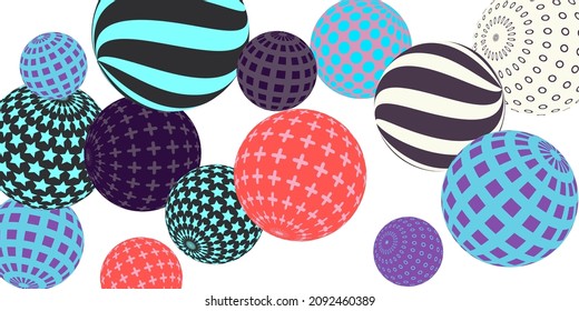 Retro 3d illustration abstract balls, great design for any purposes.  Modern poster for cover design.  Vector illustration design. Background wall design.