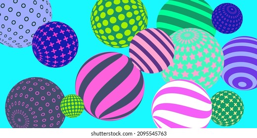 Retro 3d illustration abstract balls, great design for any purposes.  Modern poster for cover design.  Vector illustration design. Background wall design.