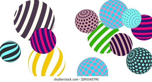 Retro 3d illustration abstract balls, great design for any purposes.  Modern cover concept. Vector illustration design. Background wall design.