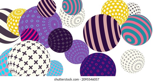 Retro 3d illustration abstract balls, great design for any purposes.  Modern cover concept. Vector modern banner. Abstract bright wallpaper. 3d geometric shape  illustration.