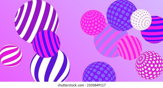 Retro 3d illustration abstract balls, great design for any purposes.  Modern poster for cover design.  Vector modern banner. Abstract bright wallpaper. 3d geometric shape  illustration.