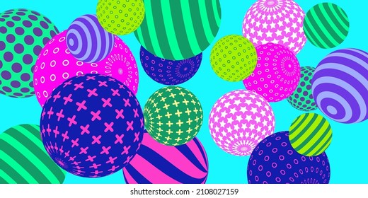 Retro 3d illustration abstract balls, great design for any purposes.  Modern cover concept. Vector illustration design. Abstract bright wallpaper. 3d geometric shape  illustration.