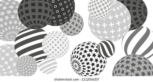 Retro 3d illustration abstract balls, great design for any purposes.  Modern poster for cover design.  Vector modern banner. Background wall design.