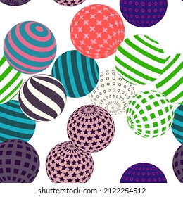 Retro 3d illustration of abstract balls, great design for any purpose. Modern poster for cover design. Vector seamless technology background. Background wall design.