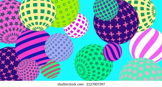 Retro 3d illustration abstract balls, great design for any purposes.  Modern cover concept. Vector modern banner. Abstract bright wallpaper. 3d geometric shape  illustration.