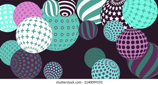 Retro 3d illustration abstract balls, great design for any purposes.  Modern poster for cover design.  Modern art isolated vector graphic. Abstract bright wallpaper. 3d geometric shape  illustration.