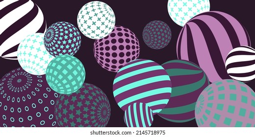 Retro 3d illustration abstract balls, great design for any purposes.  Modern cover concept. Vector modern banner. Background wall design.