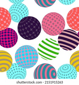 Retro 3d illustration of abstract balls, great design for any purpose. Modern poster for cover design. Vector seamless technology background. Background wall design.