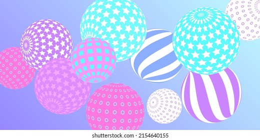 Retro 3d illustration abstract balls, great design for any purposes.  Modern poster for cover design.  Vector modern banner. Background wall design.