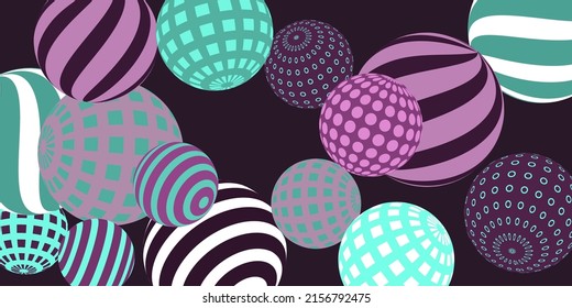 Retro 3d illustration abstract balls, great design for any purposes.  Modern poster for cover design.  Vector technology background.  Abstract bright wallpaper. 3d geometric shape  illustration.