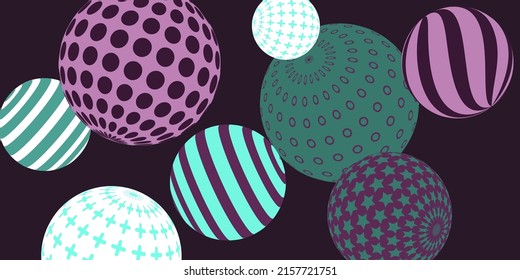 Retro 3d illustration abstract balls, great design for any purposes.  Modern poster for cover design.  Vector technology background.  Background wall design.
