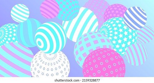 Retro 3d illustration abstract balls, great design for any purposes.  Modern poster for cover design.  Vector illustration design. Abstract bright wallpaper. 3d geometric shape  illustration.