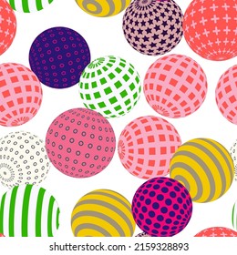 Retro 3d illustration of abstract balls, great design for any purpose. Modern poster for cover design. Vector seamless technology background. Background wall design.