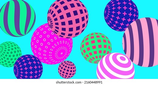 Retro 3d illustration abstract balls, great design for any purposes.  Modern poster for cover design.  Vector technology background.  Background wall design.