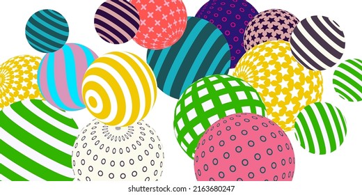 Retro 3d illustration abstract balls, great design for any purposes.  Modern cover concept. Vector technology background.  Background wall design.