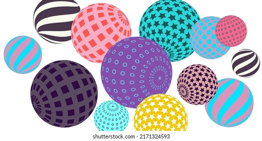 Retro 3d illustration abstract balls, great design for any purposes.  Modern poster for cover design.  Vector illustration design. Background wall design.