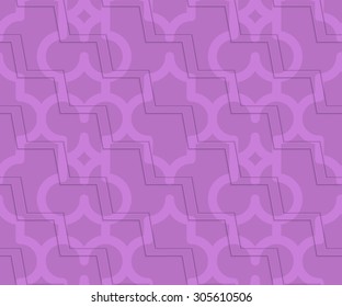 Retro 3D purple zigzag cut Marrakech.Abstract layered pattern. Bright colored background with realistic shadow and thee dimensional effect.