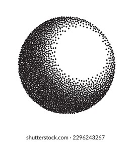 Retro 3d stipple sphere. Gradient circle background.