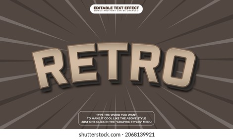 Retro 3D Text Style Effect with Editable Text