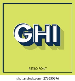 retro 3d typeface/typography g,h,i