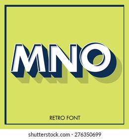 retro 3d typeface/typography m,n,o