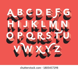 retro 3d typography design with shadow vector/illustration