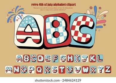 retro 4th of July, groovy letter , 4th of July day font , independence Day, 90s , independence day, 70's retro American, typography text. letters, Sans Serif fonts, Typewriter typo, hand-drawn