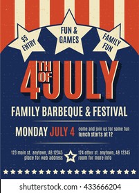 Retro 4th Of July Grunge Flyer Template