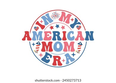 Retro 4th of July t shirts design. Happy 4th of July t shirts. American Mama mini 4th of July T-shirt Design for t-shirts, tote bags, cards, frame artwork etc.