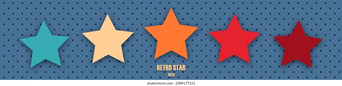 Retro 5 star icon. Customer feedback concept. Vector 5 token points stars rating review. Quality shape design. Vector five stars.